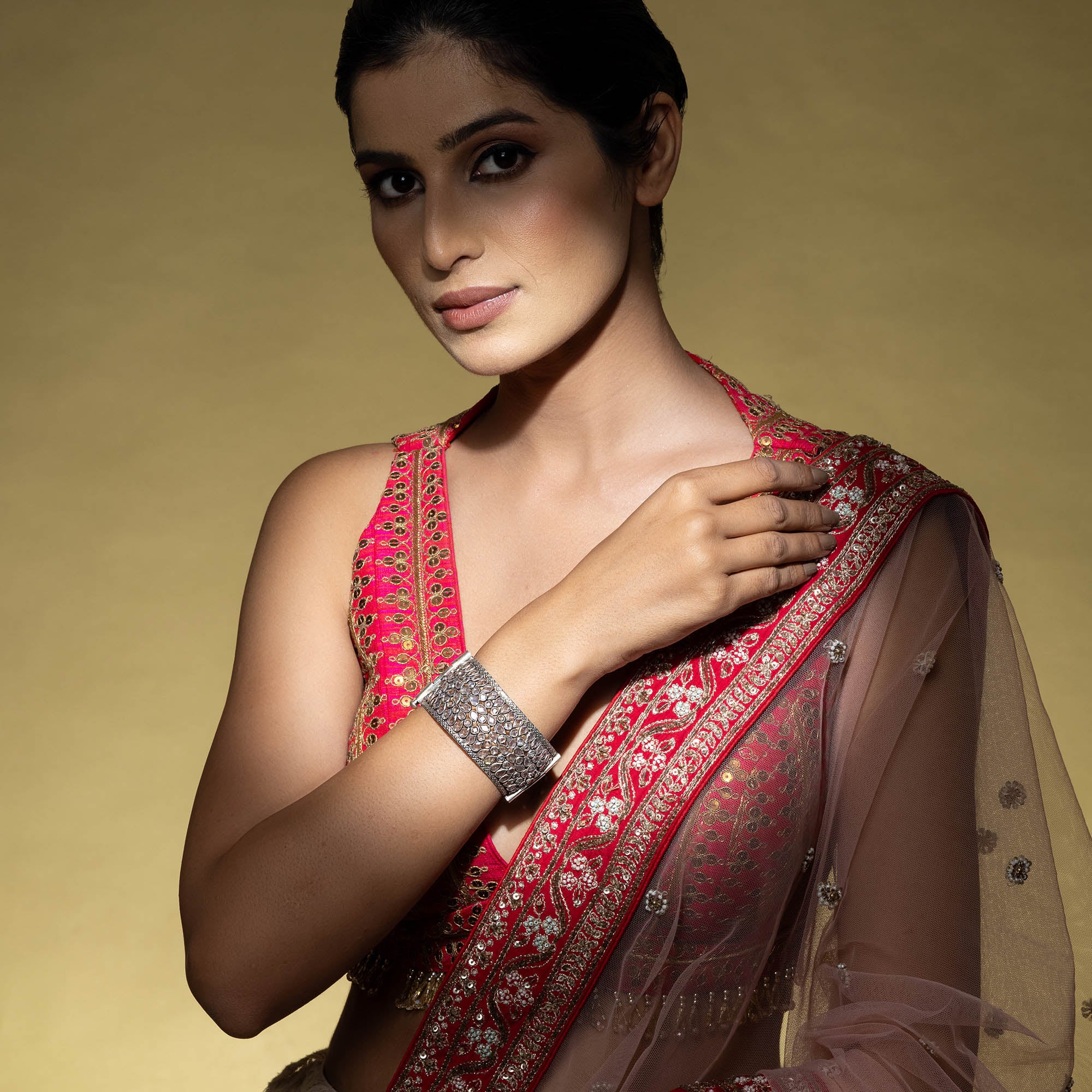 Royal Polki Stone Cluster Kada