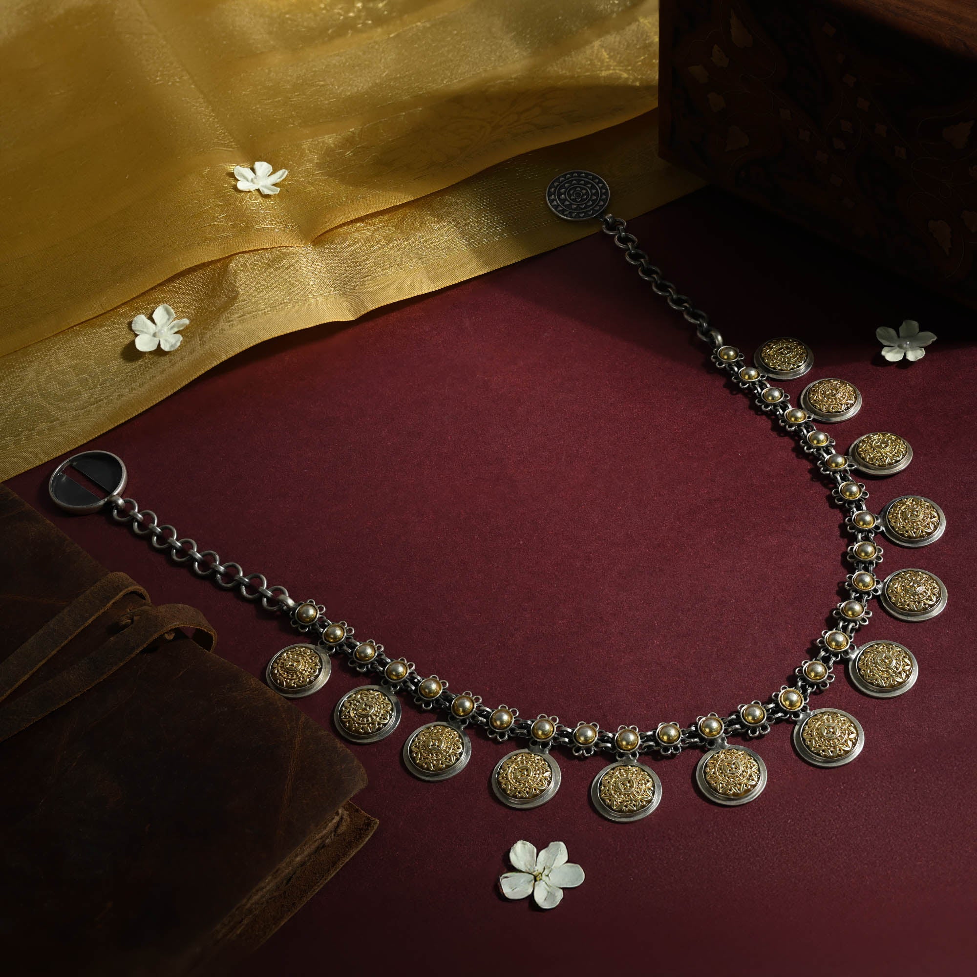 Golden Charm Silver Necklace
