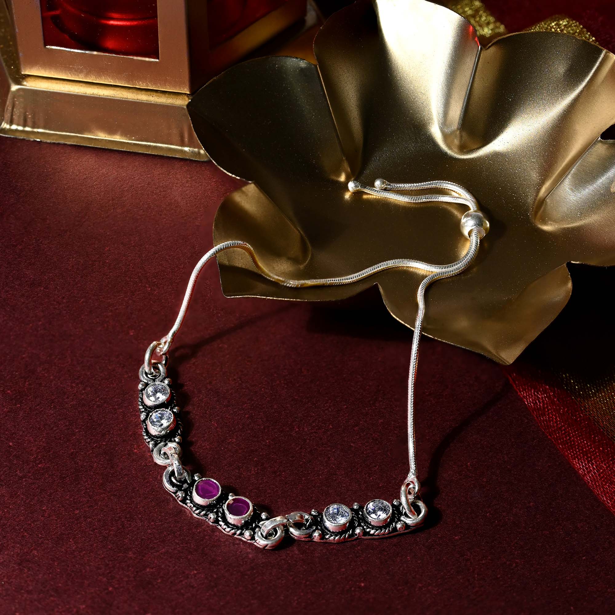 Adjustable Stone-Studded Anklet