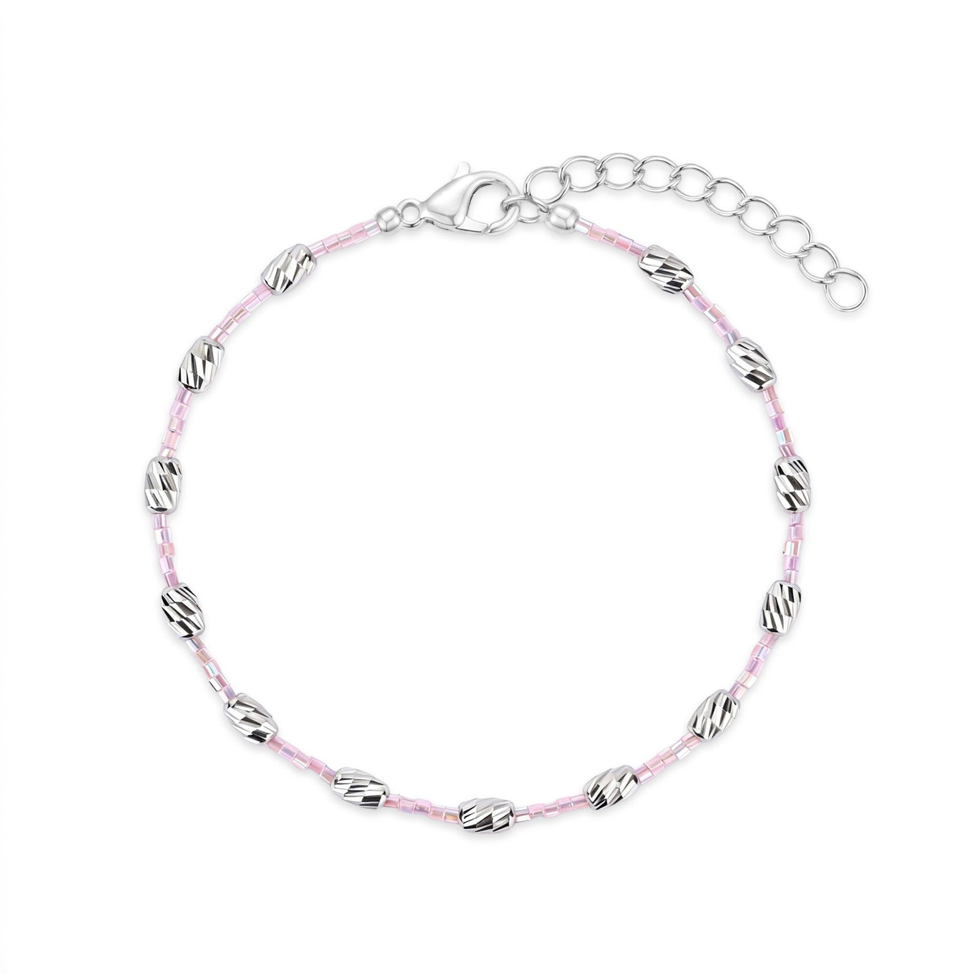 Silver Beaded Shine Kids Anklet