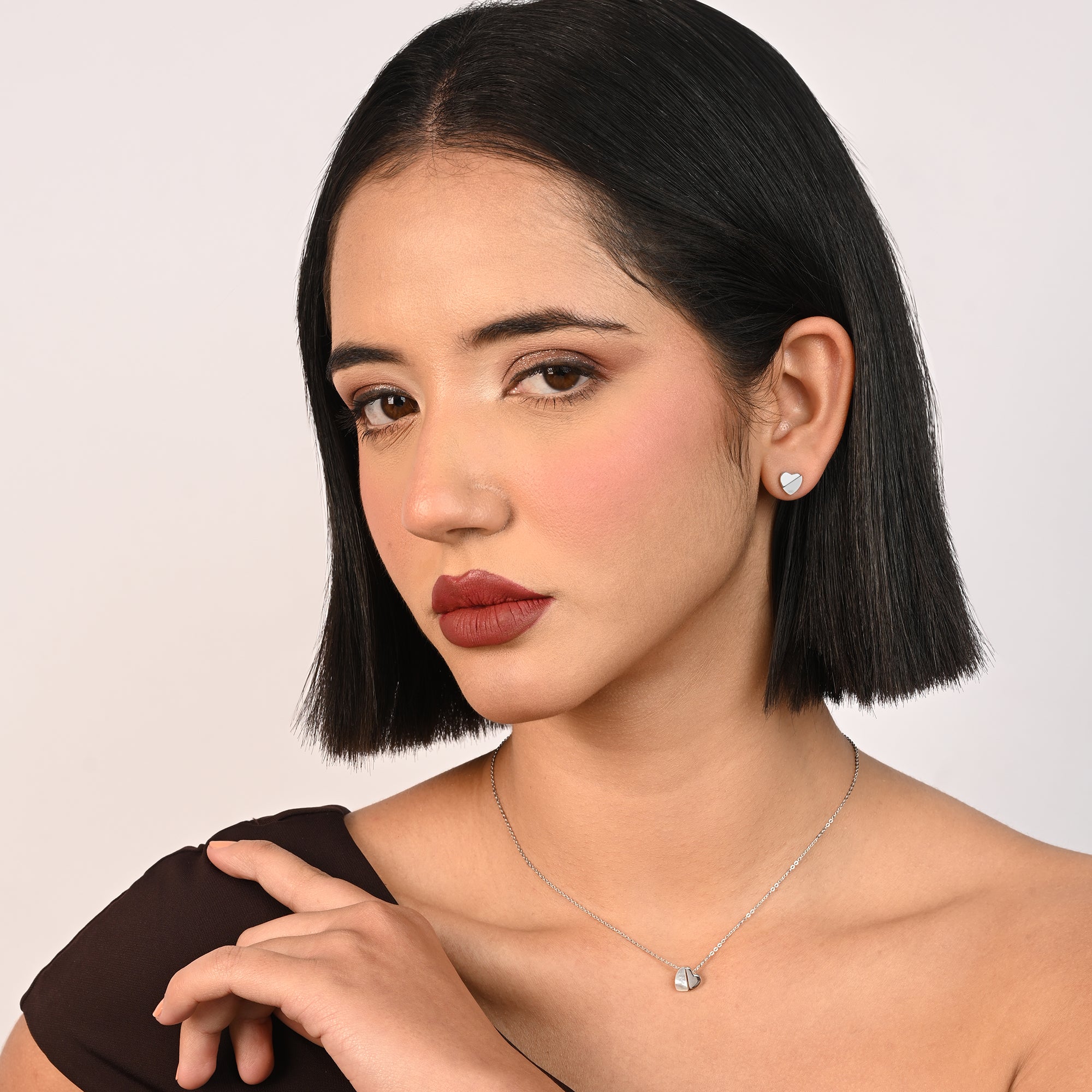 Duo-Tone Heart Necklace Set