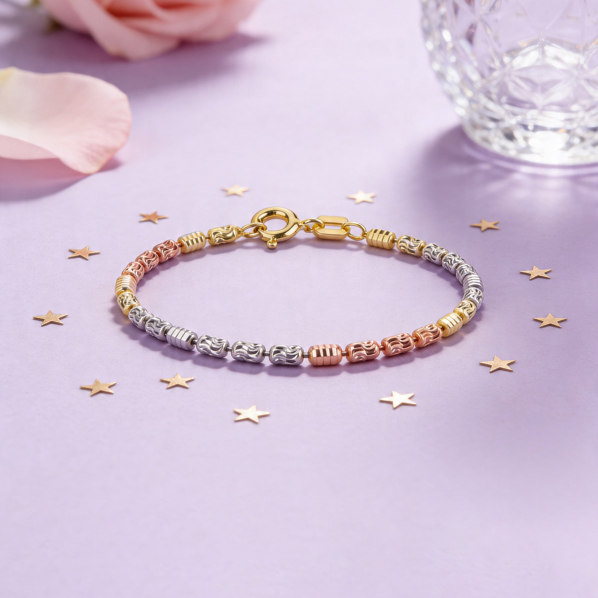 Tri-Tone Beaded Kids Anklet