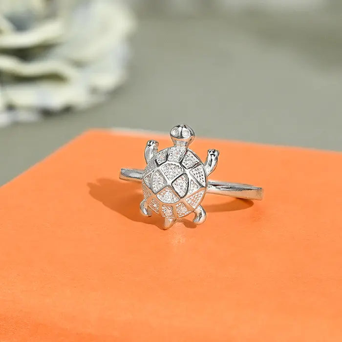 Triangular Silver Tortoise Ring