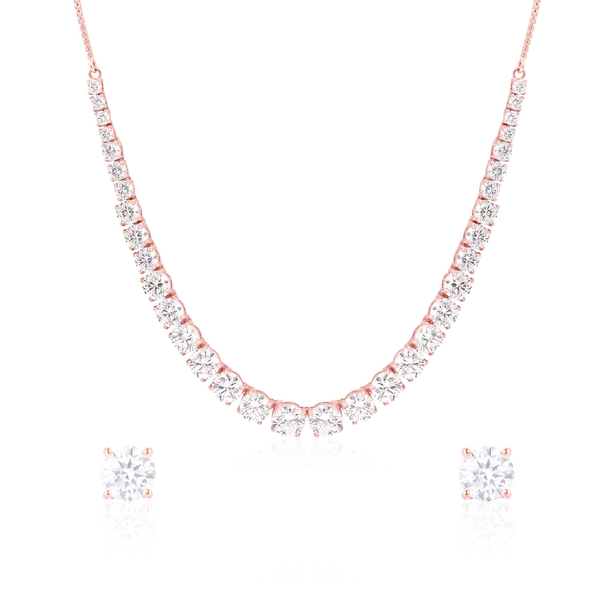 Classic Tennis Silver Necklace Set