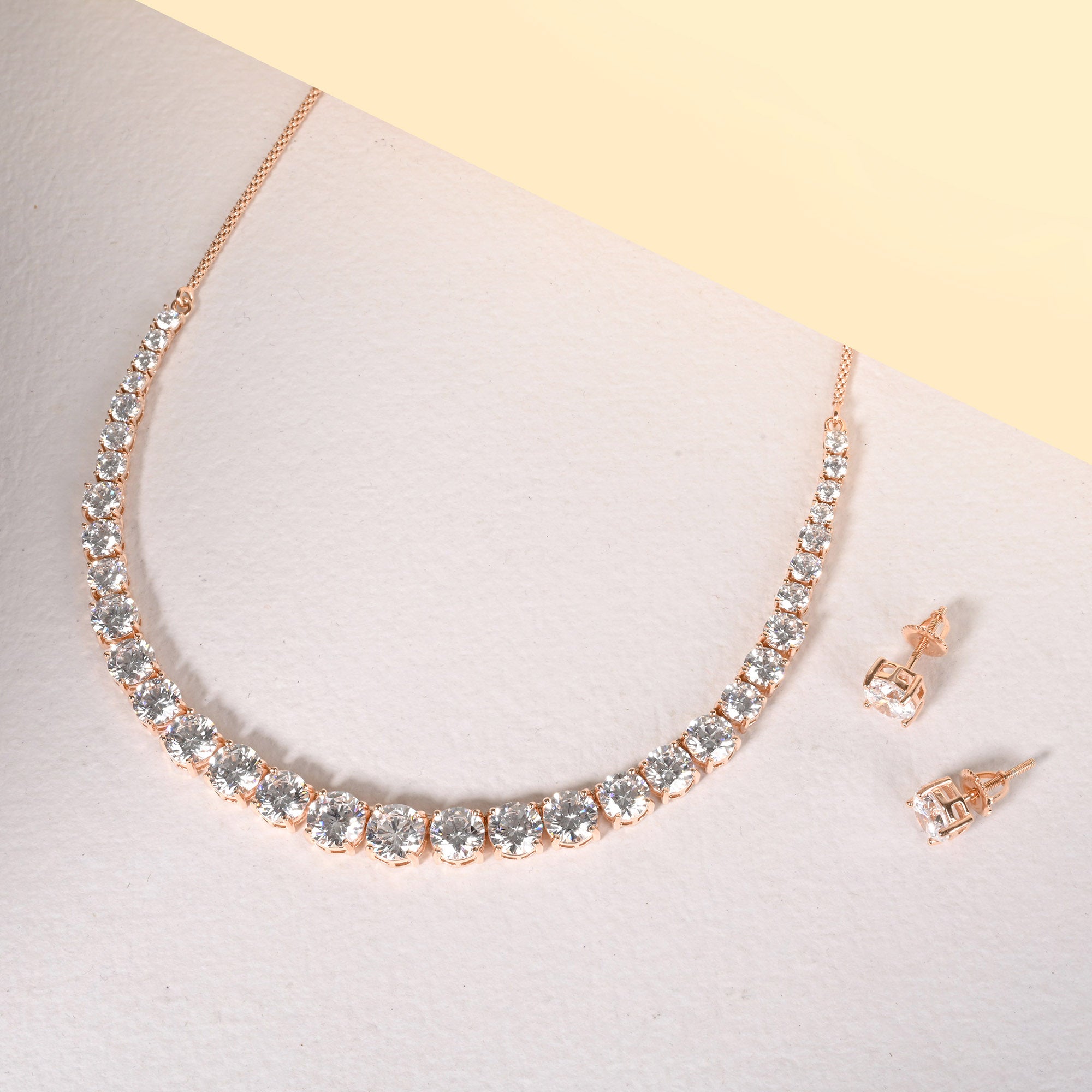 Classic Tennis Silver Necklace Set