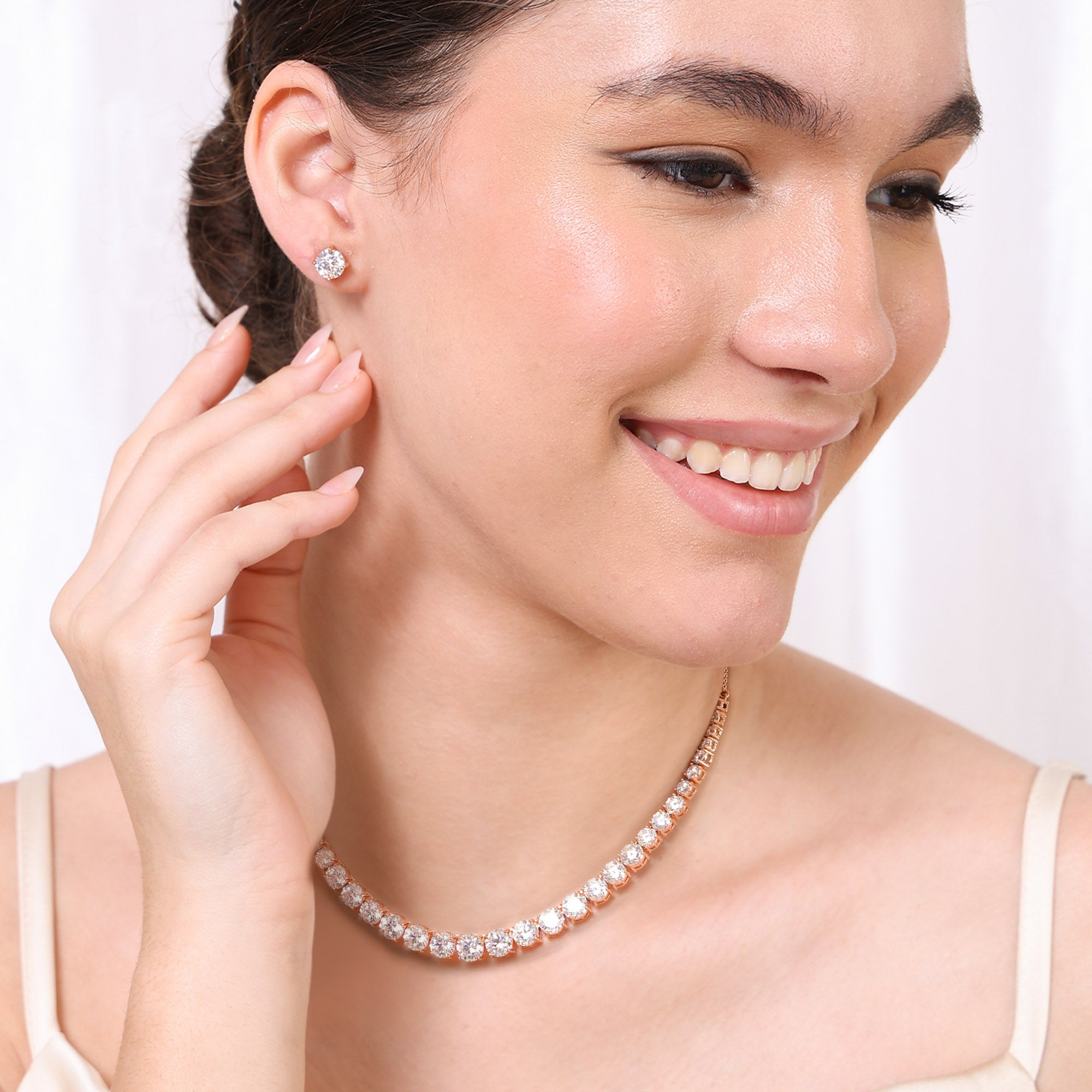 Classic Tennis Silver Necklace Set