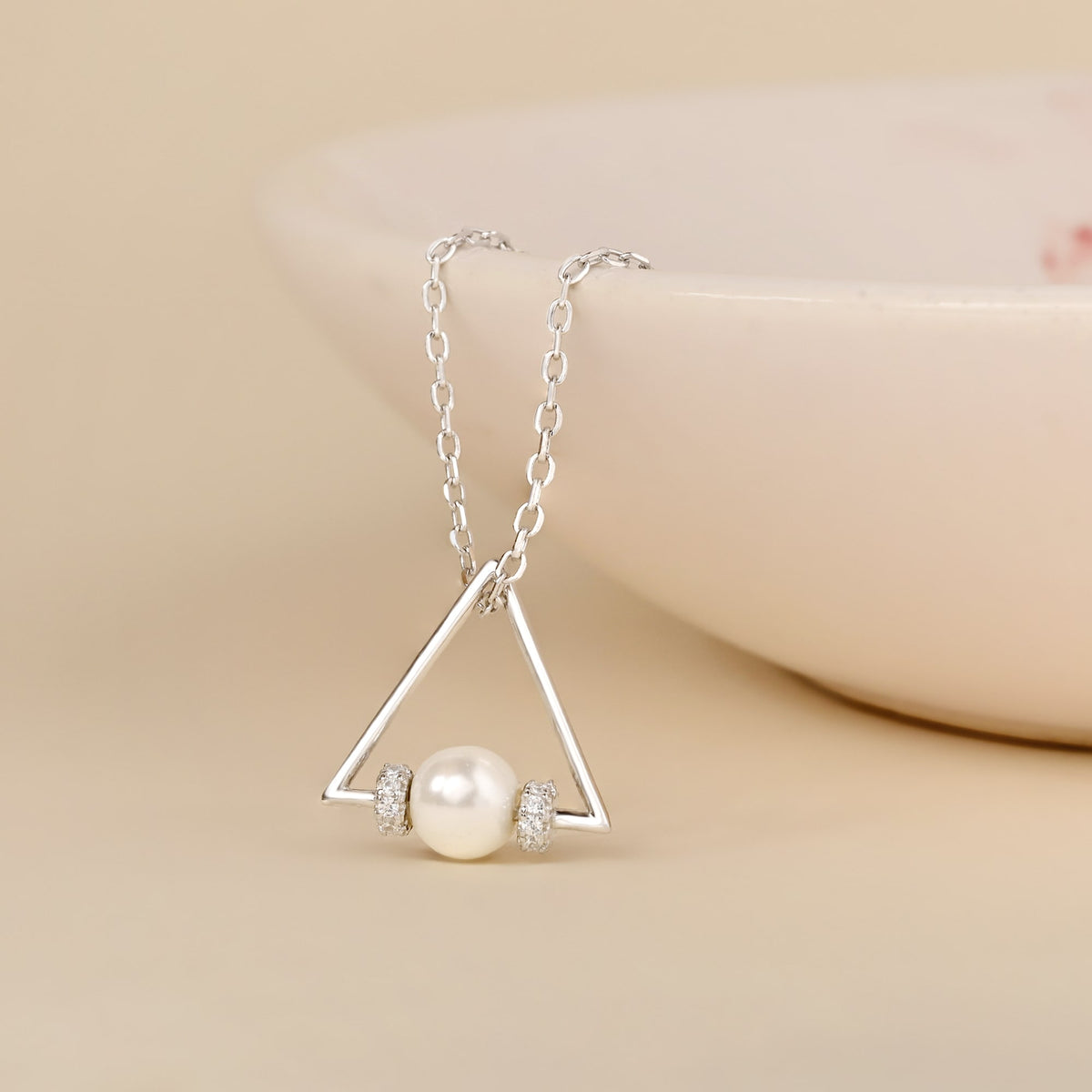 Graceful Triangle Pearl Necklace - Touch925 Silver Jewellery