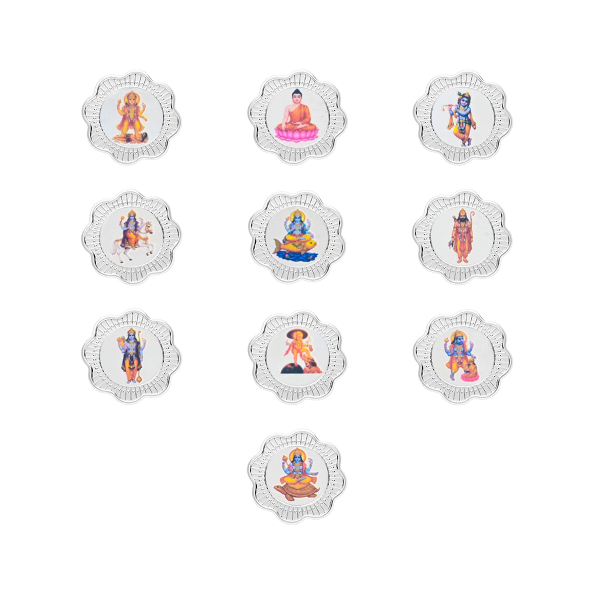 Lord Vishnu Avatars 999 Silver Coin Box (10 Coins)
