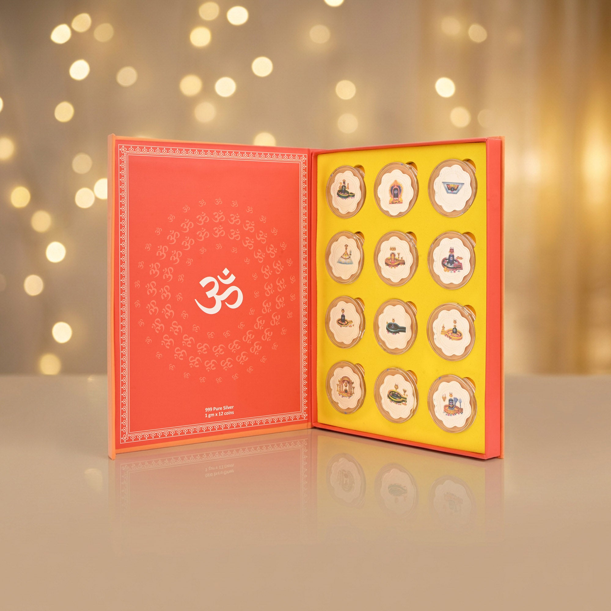 12 Jyotirling 999 Silver Coin Box (12 Coins)
