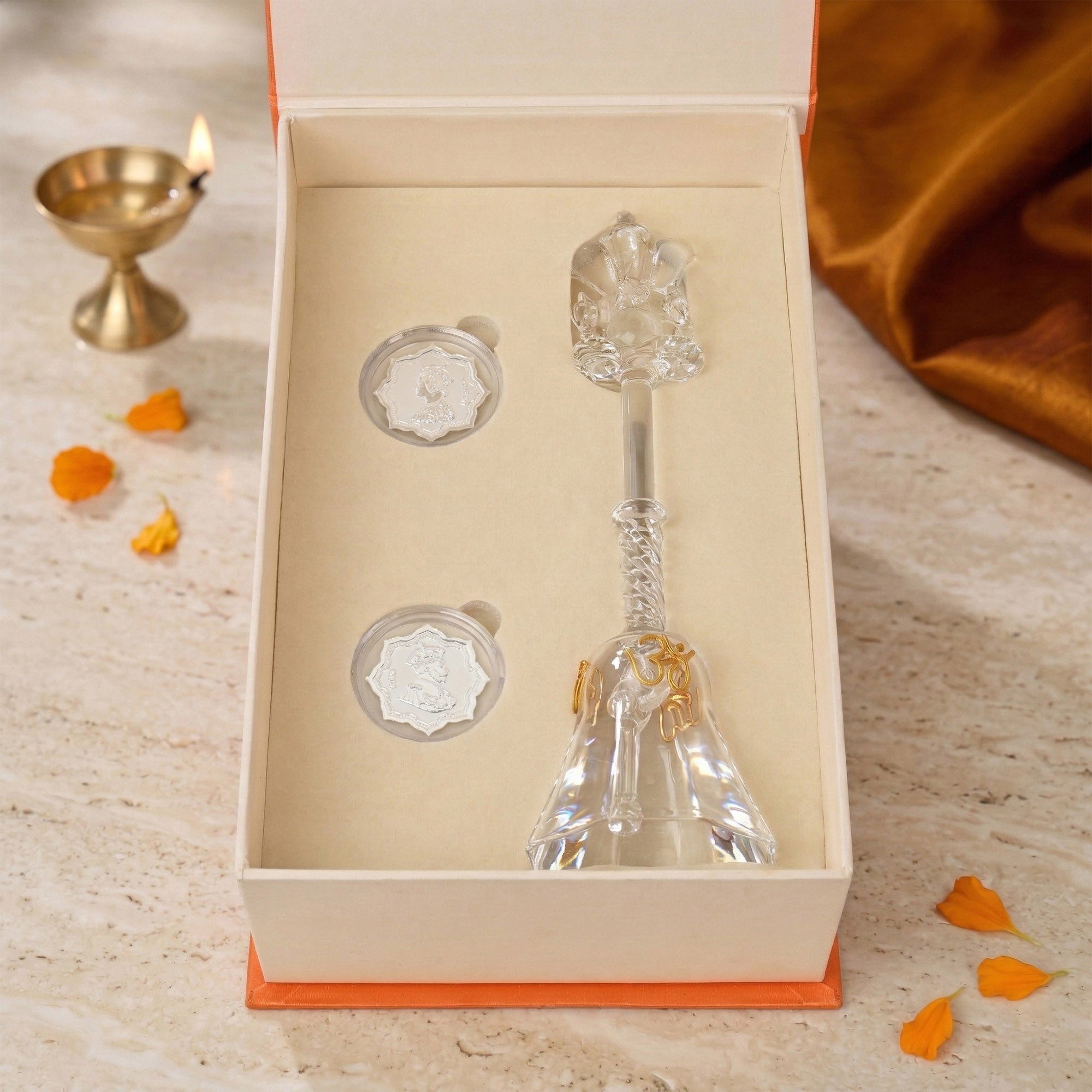 999 Silver Coins with Ganesha Bell Gift Hamper