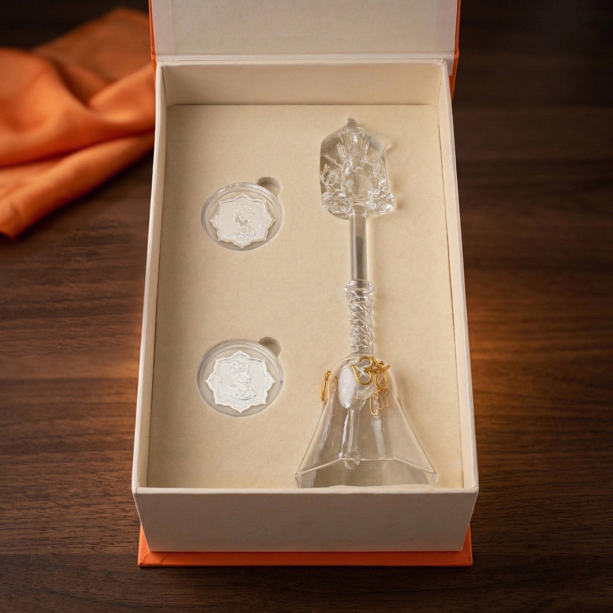 999 Silver Coins with Ganesha Bell Gift Hamper