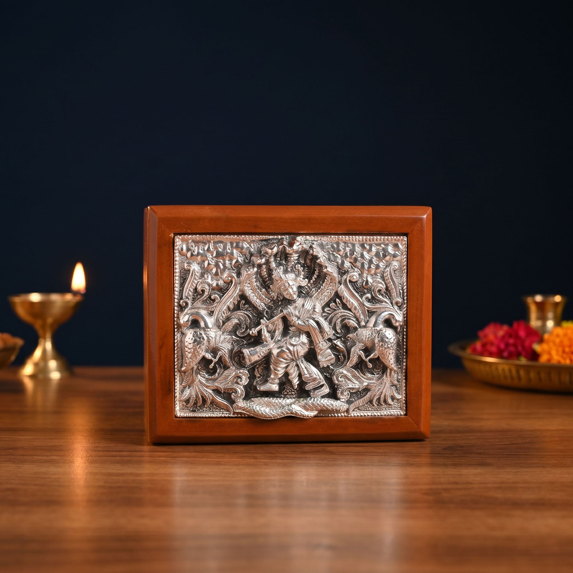 999 Silver Krishna Design Keepsake Box