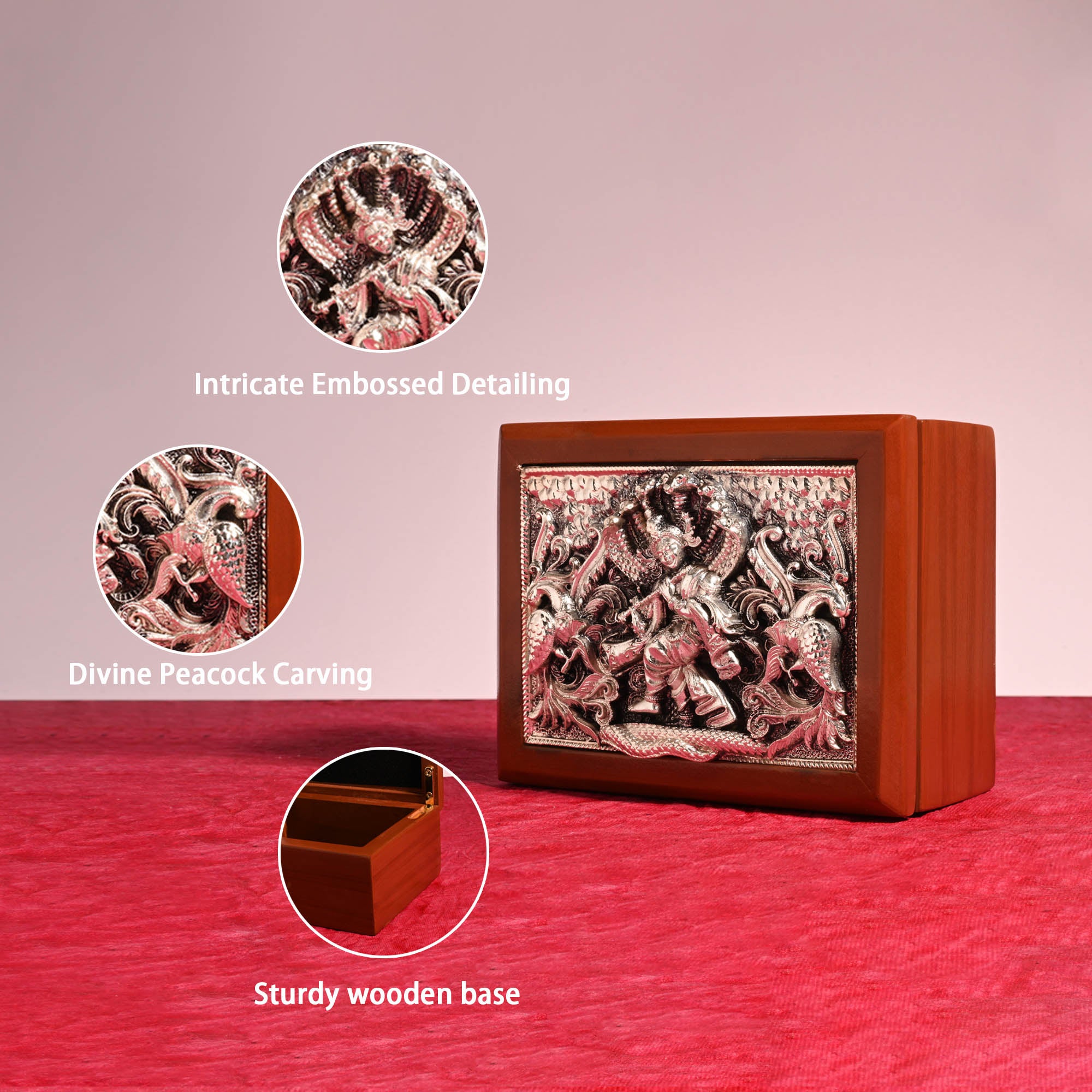999 Silver Krishna Design Dry Fruit Gift Box