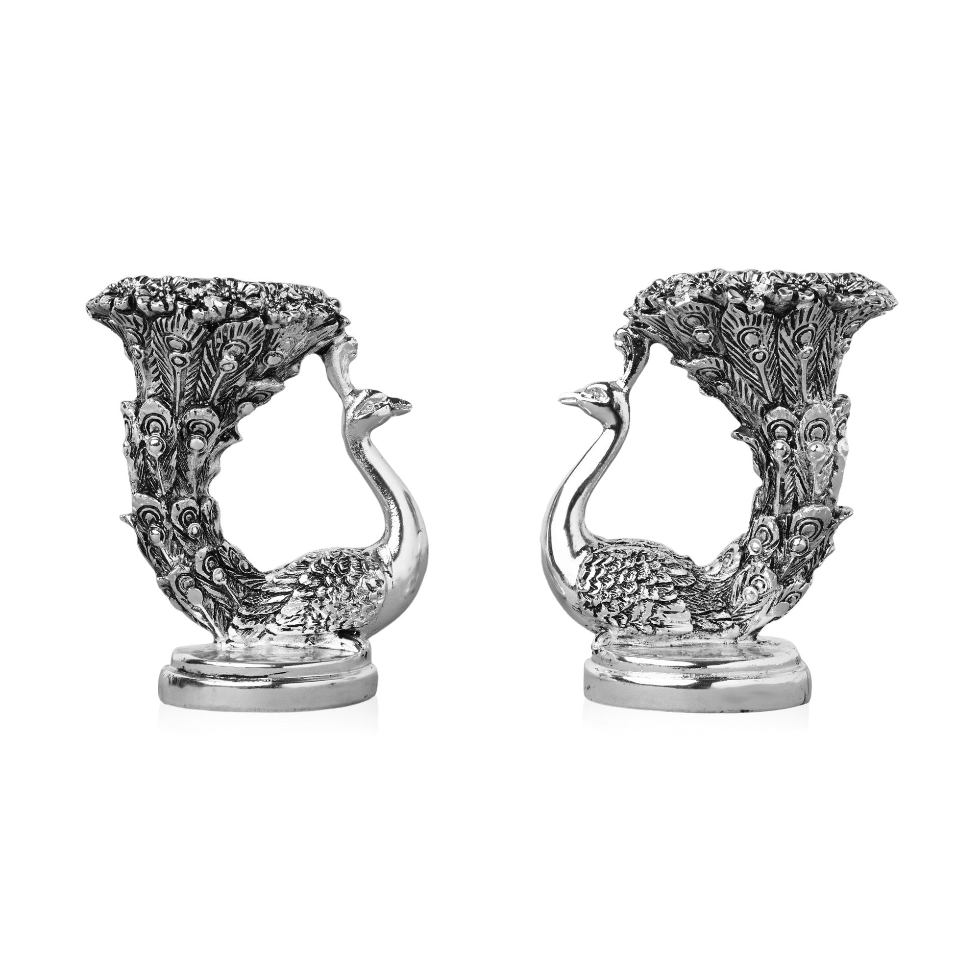 999 Silver Designer Peacock Candle Holder