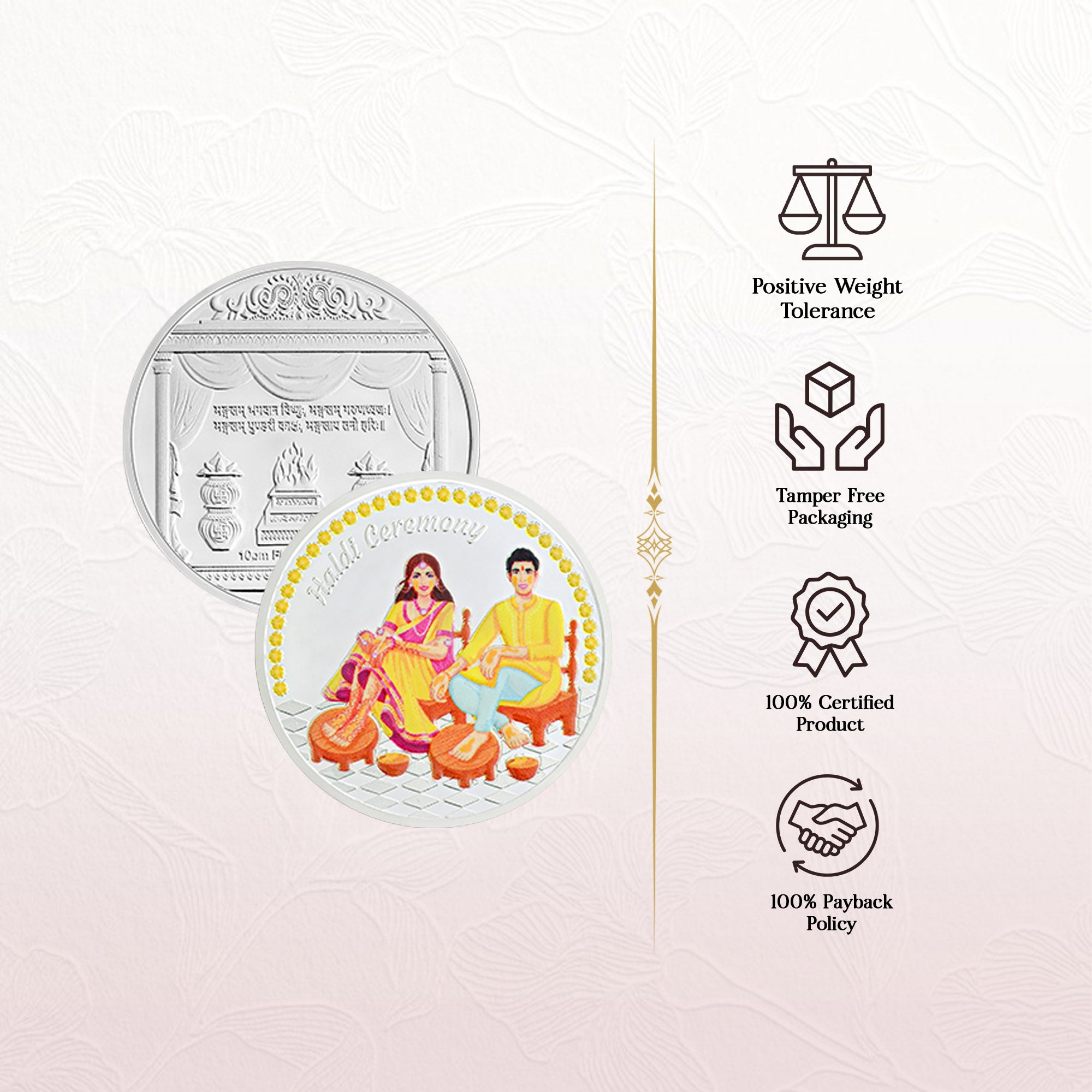 Pure 999 Silver 10g Haldi Ceremony Coin