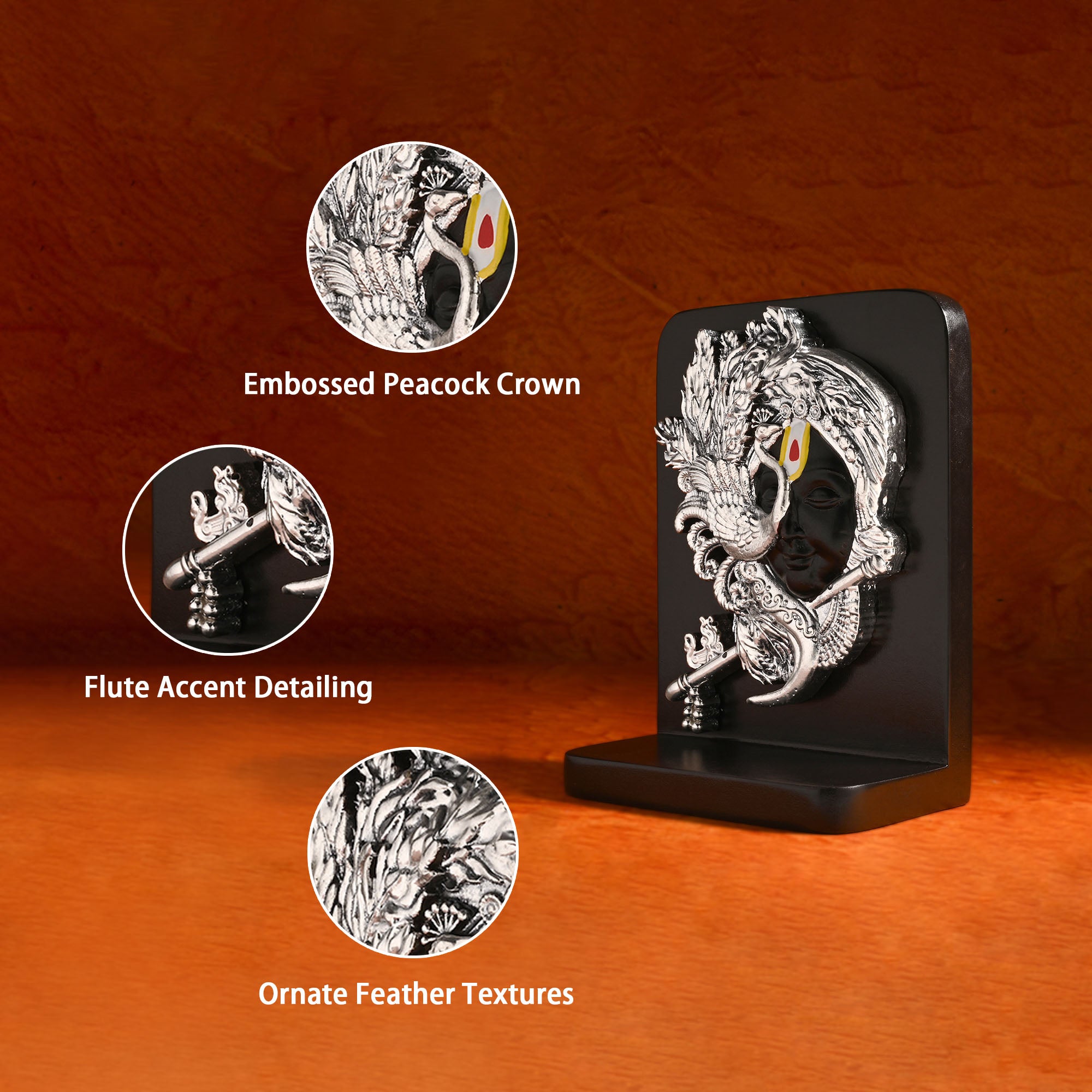999 Silver Krishna Showpiece