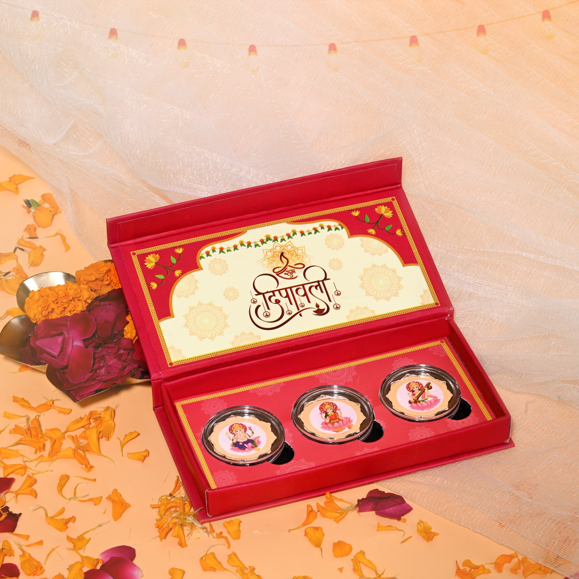 999 Silver Laxmi Ganesh Saraswati Coin Set