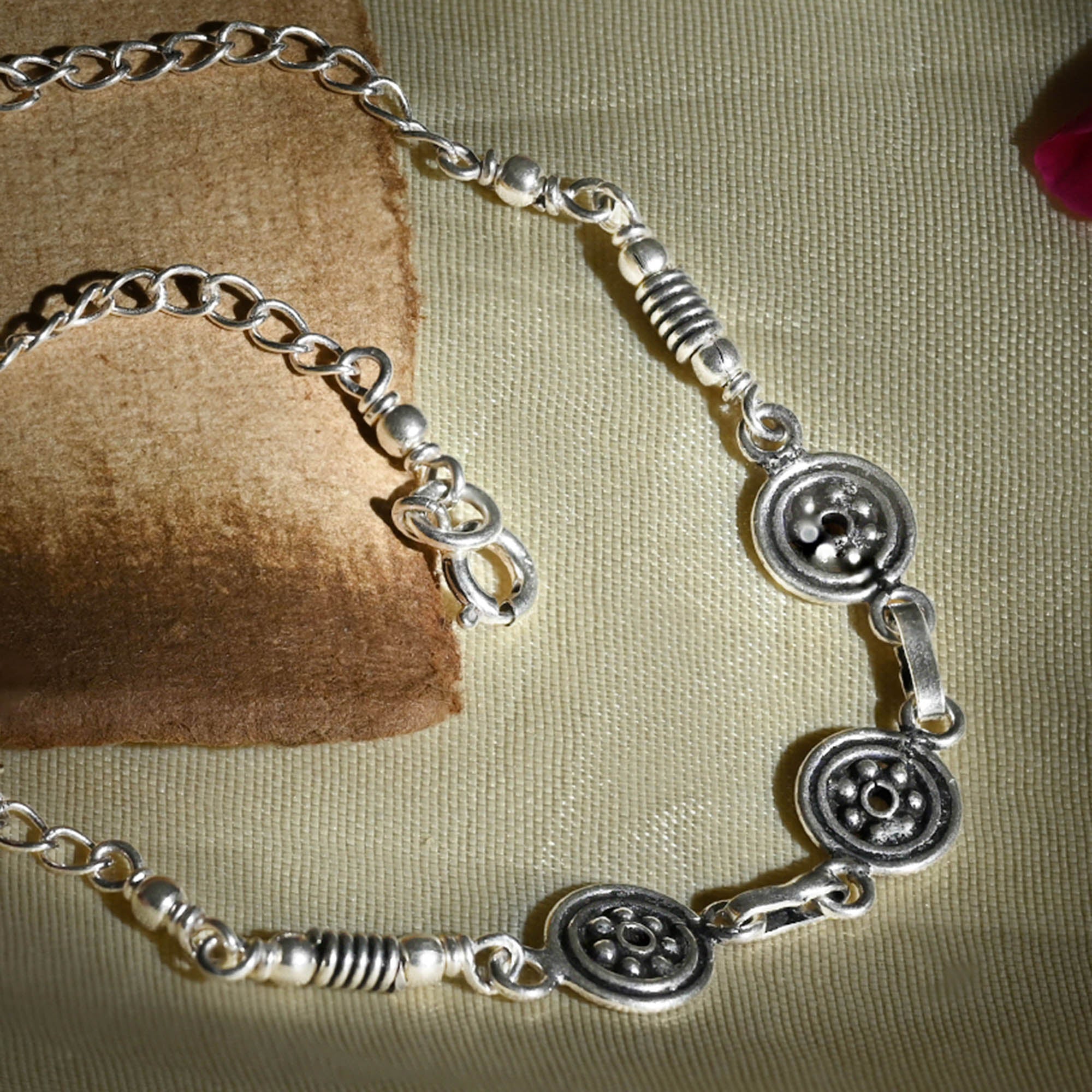 Ethereal Charm Silver Anklet