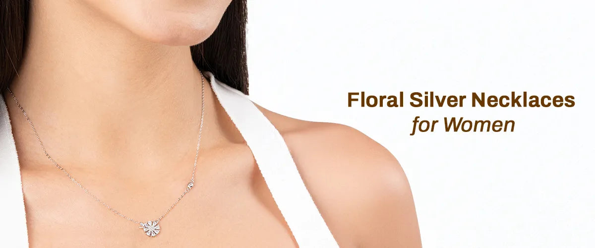 Floral Silver Necklace for Women