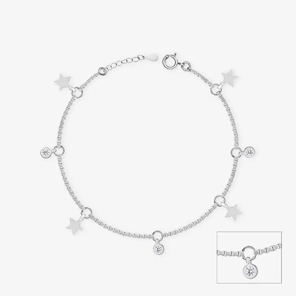 Minimal Star Silver Anklet