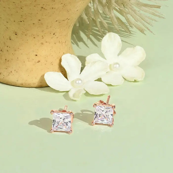 Square Single Stone Stud