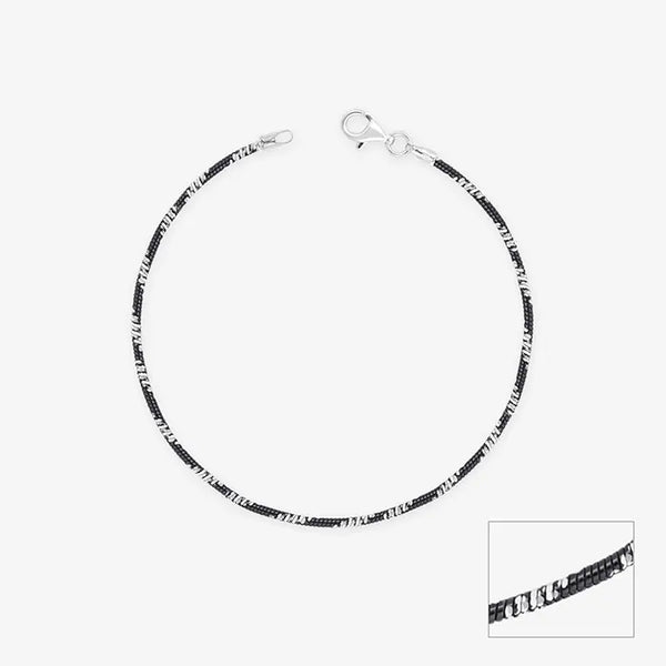 Black Sleek Silver Anklet