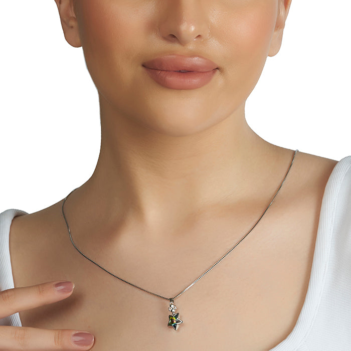 Green Starred Charm Chain Locket - Touch925