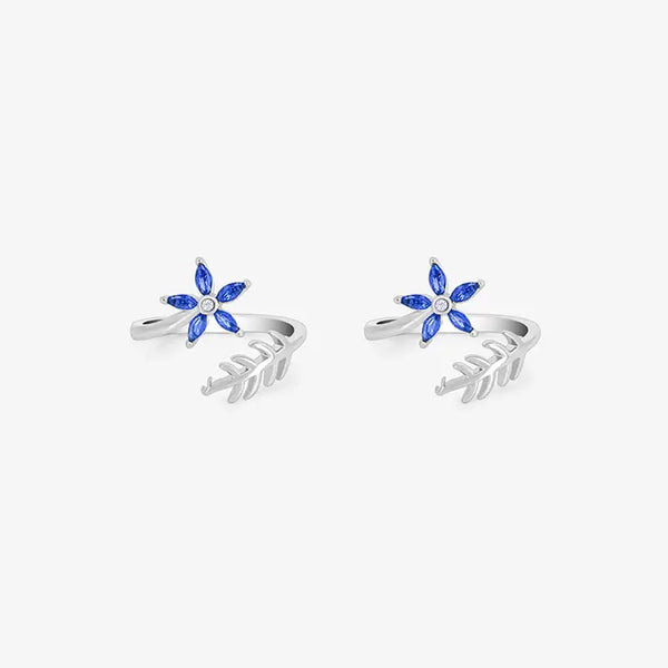 Floral Blue Stone Toe Rings