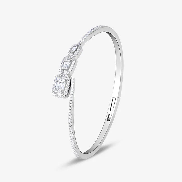 Silver Contemporary Adjustable CZ Kada - Touch925