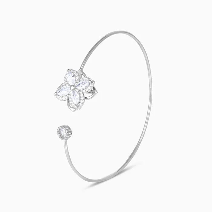 Floral CZ Adjustable Silver Kada - Touch925