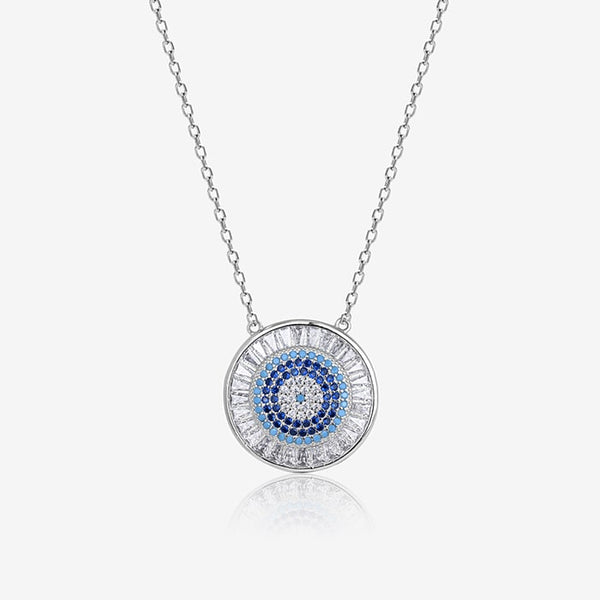 Blue Stone Circle Necklace - Touch925
