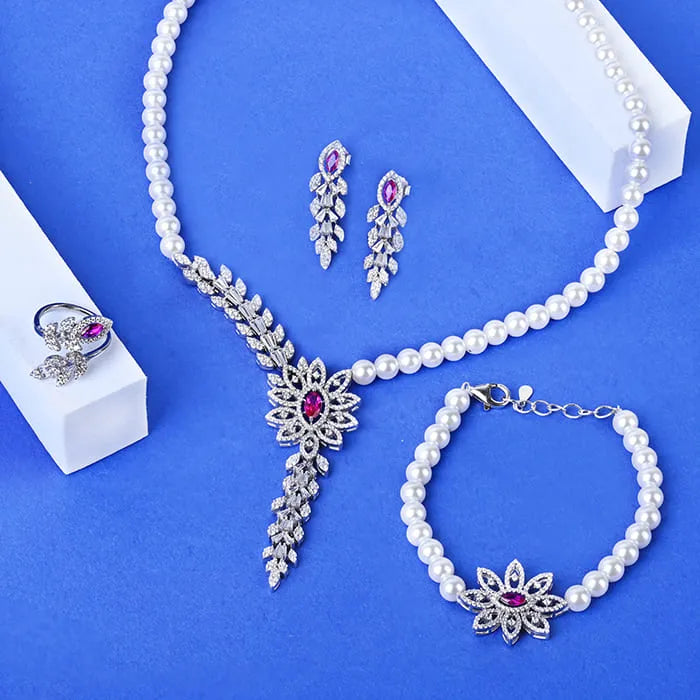 Eternal Bloom Crystal Pearl Set - Touch925