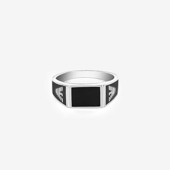 Black Enamel Silver Ring