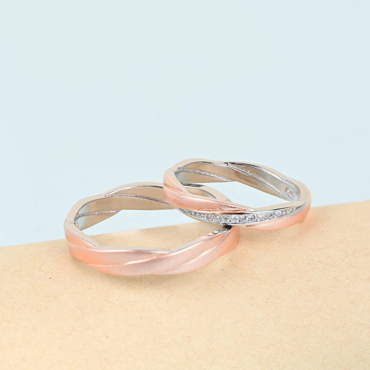 Lovebound Rose Gold Couple Rings - Touch925