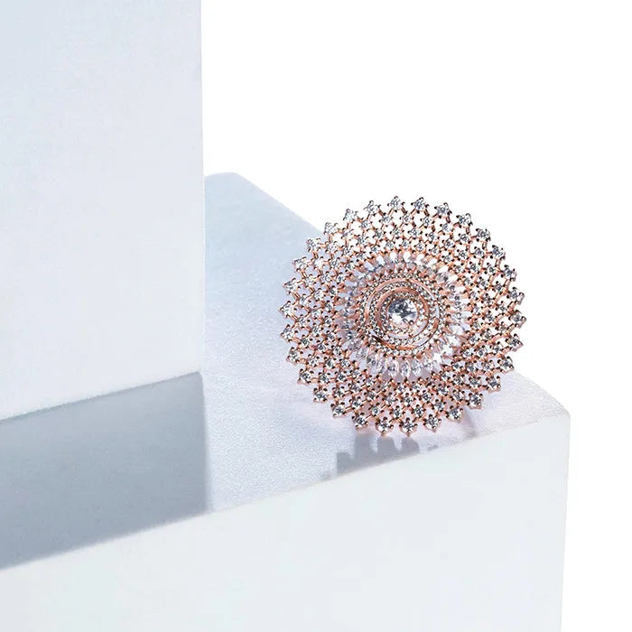 Floral Elegance Rose Gold Bloom Ring - Touch925