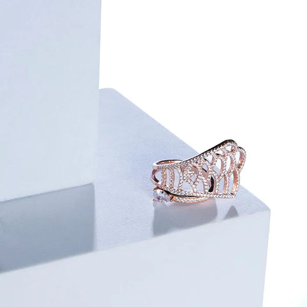 Rose Gold CZ Studded Ring - Touch925