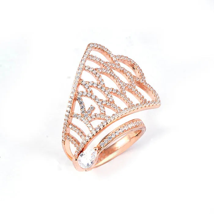 Rose Gold CZ Studded Ring - Touch925