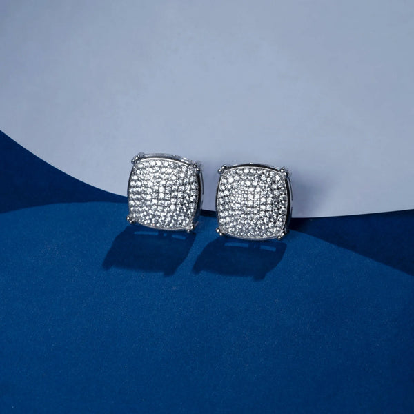 Sparkling Square Silver Studs - Touch925