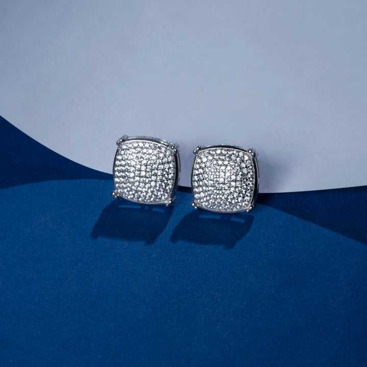 Sparkling Square Silver Studs - Touch925
