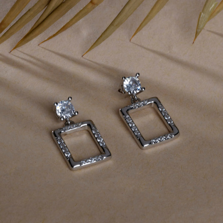 Radiant Rectangular CZ Silver Studs - Touch925