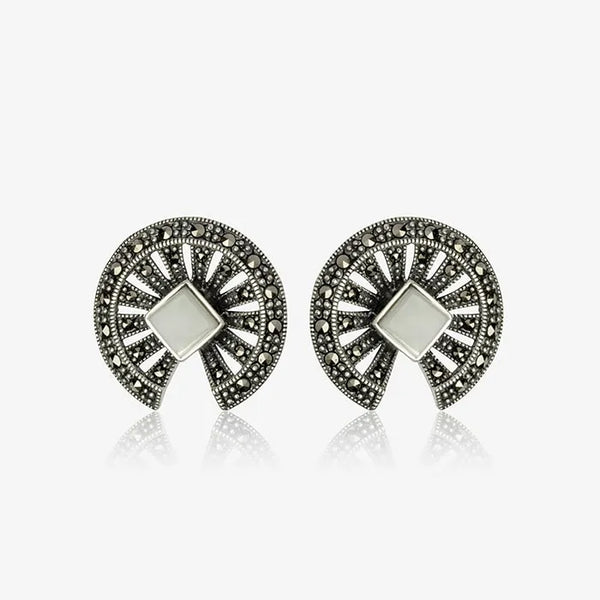 Oxidized Circular Studs - Touch925