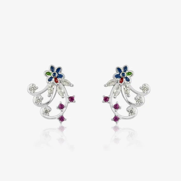 Wavy Petal Silver Earrings - Touch925