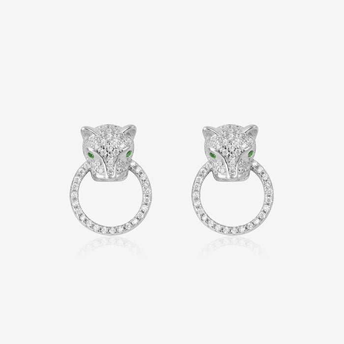 Regal Animal Face Silver Earrings - Touch925