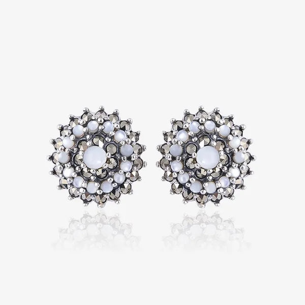 Radiant Circle Oxidized Silver Studs - Touch925