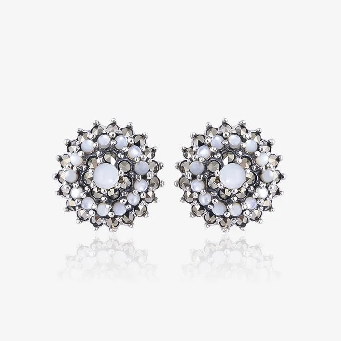 Radiant Circle Oxidized Silver Studs - Touch925