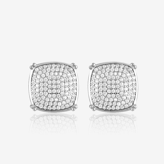 Sparkling Square Silver Studs - Touch925