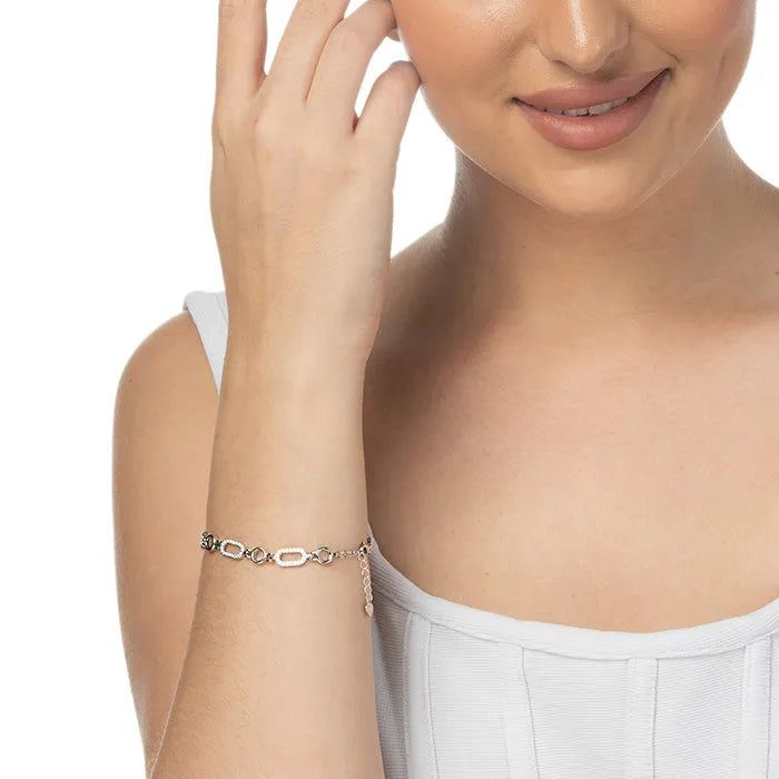 Shimmering Link CZ Silver Bracelet - Touch925