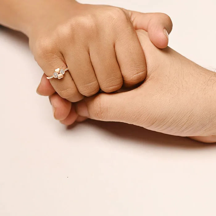 Rose Gold Hearts Connection Ring - Touch925