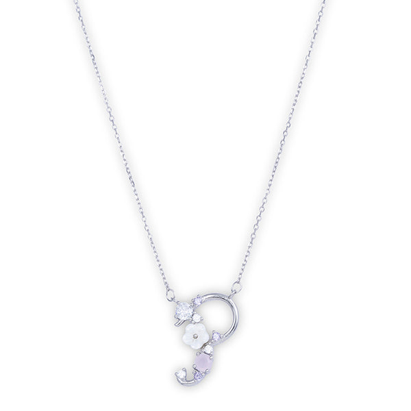Floral 'P' Letter Chain Locket - Touch925