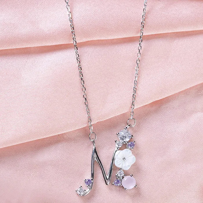 Floral 'M' Letter Chain Locket - Touch925